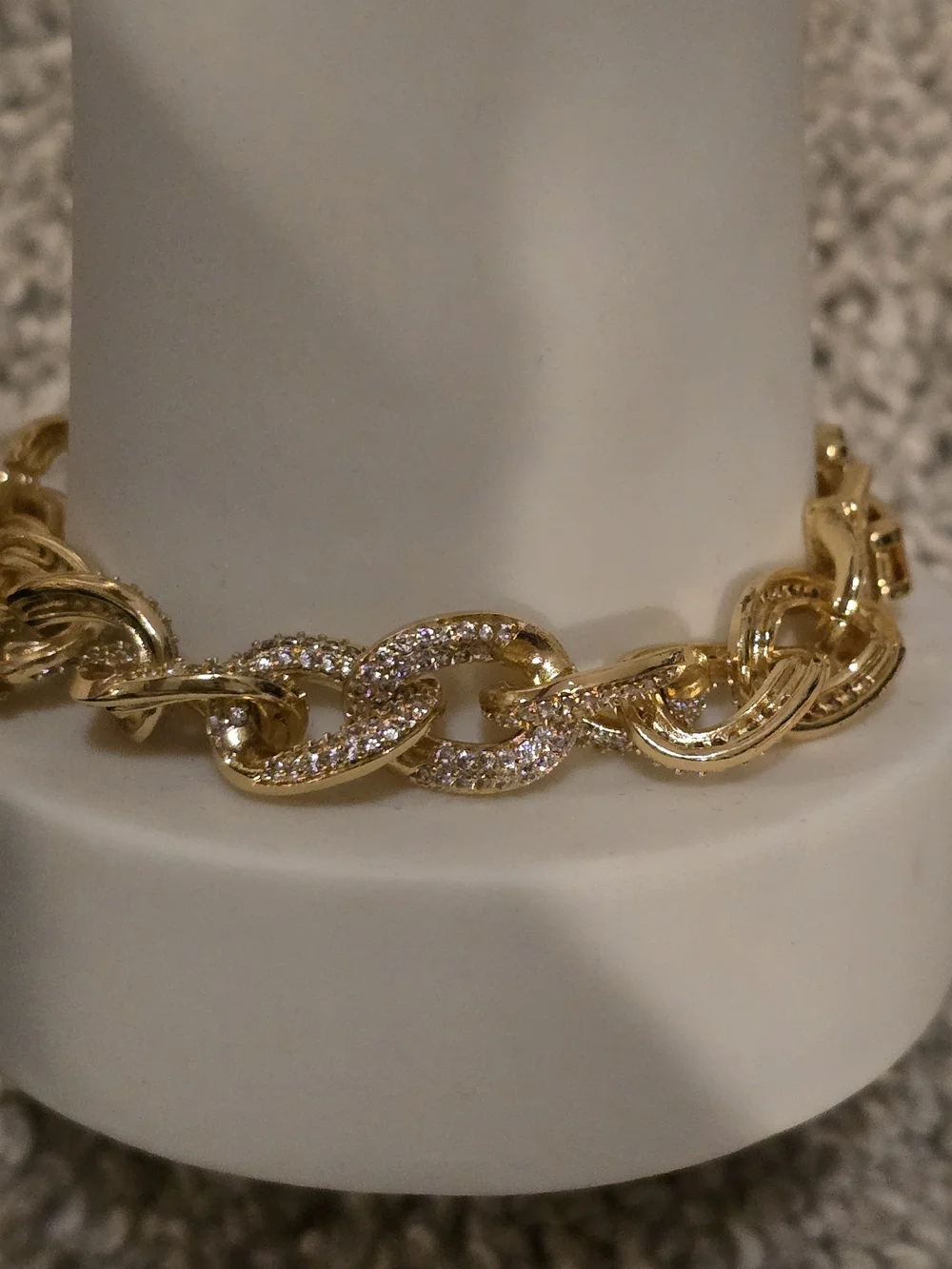 22kgp Dubai Gold-Tone Pavé Cuban Link Bracelet - Women Jewelry
